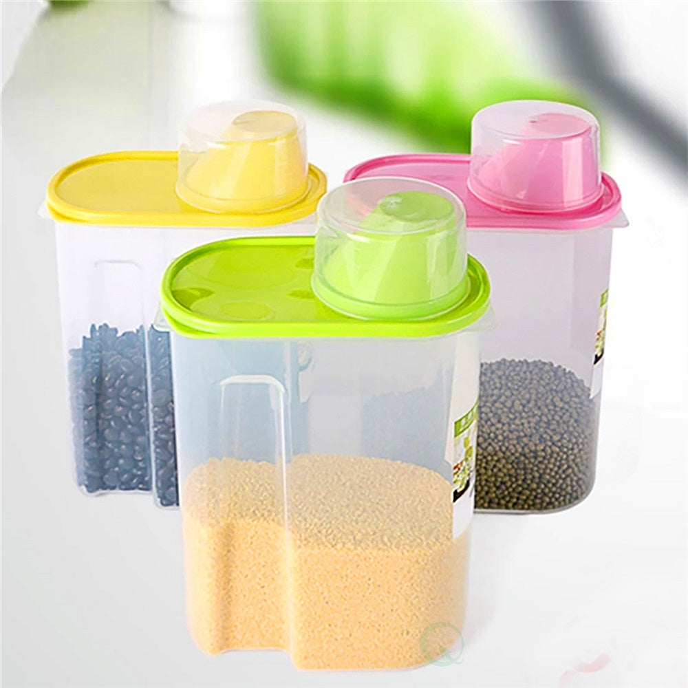 Large BPA-Free Food Storage Containers with Lid - Perfect for Storing Flour, Sugar, Grains, Rice, Cereals, and Baking Supplies for Better Kitchen Organization - Set of 3 in Green, Pink, and Yellow - LEHADAR