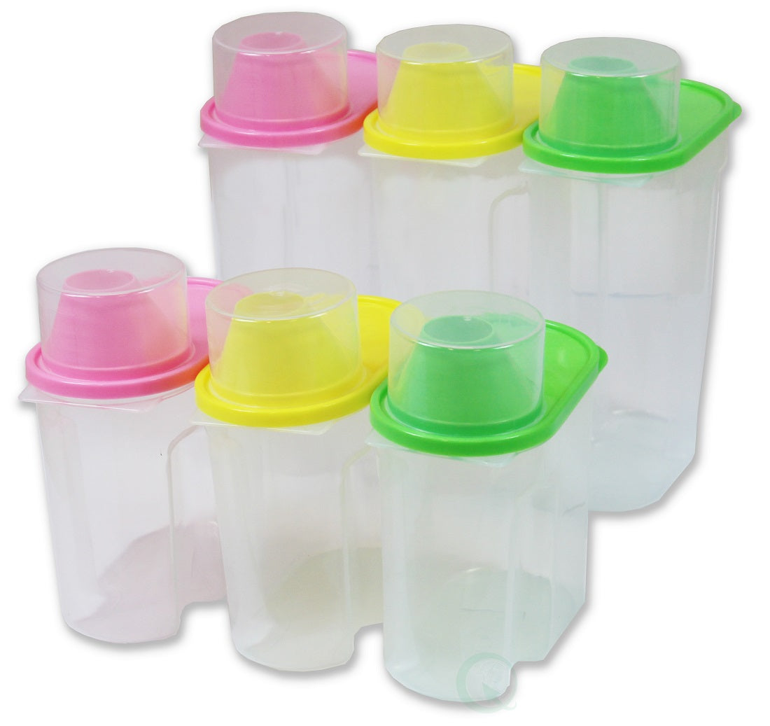 Large/Small BPA-Free Food Storage Containers with Lid Perfect for Storing Flour, Sugar, Grains, Rice, Cereals, and Baking Supplies for Better Kitchen Organization, Set of 6 in Green, Pink, and Yellow - LEHADAR