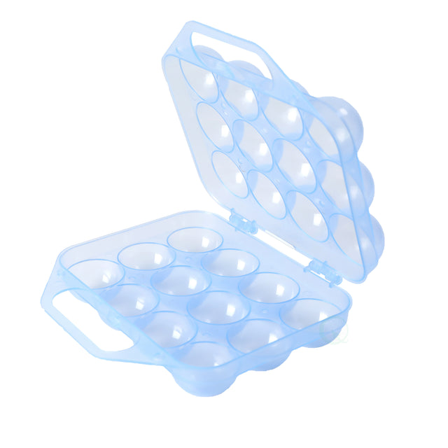 Clear Plastic Egg Carton, 12 Egg Holder Carrying Case with Handle, Blue - LEHADAR