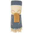 Deerlux 100% Cotton Turkish Bath Towel, 40" x 70" Diamond Peshtemal, Navy - LEHADAR