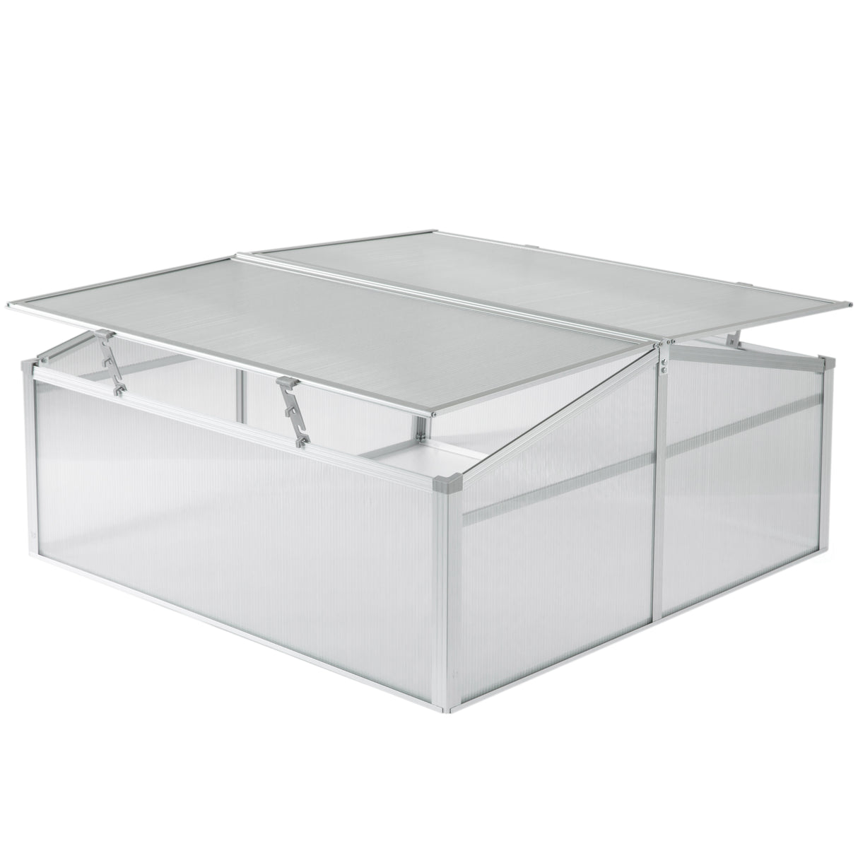 Aluminum Cold Frame Portable Greenhouse Bottomless Flower Box, Plant Protector, Transparent Double Walled PVC Panels Blocks Harmful UV Rays - Double Sided Roof - LEHADAR