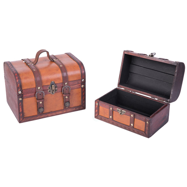 Decorative Leather Treasure Boxes, Set of 2 - LEHADAR