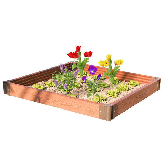 Classic Traditional Durable Wood- Look Raised Outdoor Garden Bed Flower Planter Box, 4 pieces 48 inch - LEHADAR