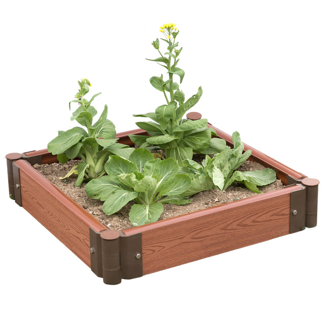 Classic Traditional Durable Wood- Look Raised Outdoor Garden Bed Flower Planter Box, 4 pieces 24 inch - LEHADAR