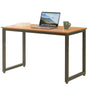 Wooden Writing Desk Homes Office Table with Sturdy Metal Frame, Cherry - LEHADAR