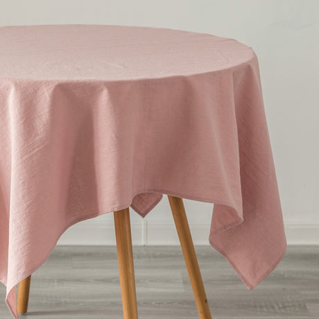 Deerlux 100% Pure Linen Washable Tablecloth Solid Color, 52" x 70" Rectangle Pink - LEHADAR