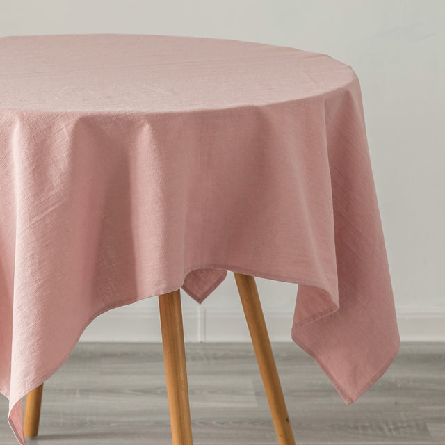 Deerlux 100% Pure Linen Washable Tablecloth Solid Color, 52" x 70" Rectangle Pink - LEHADAR
