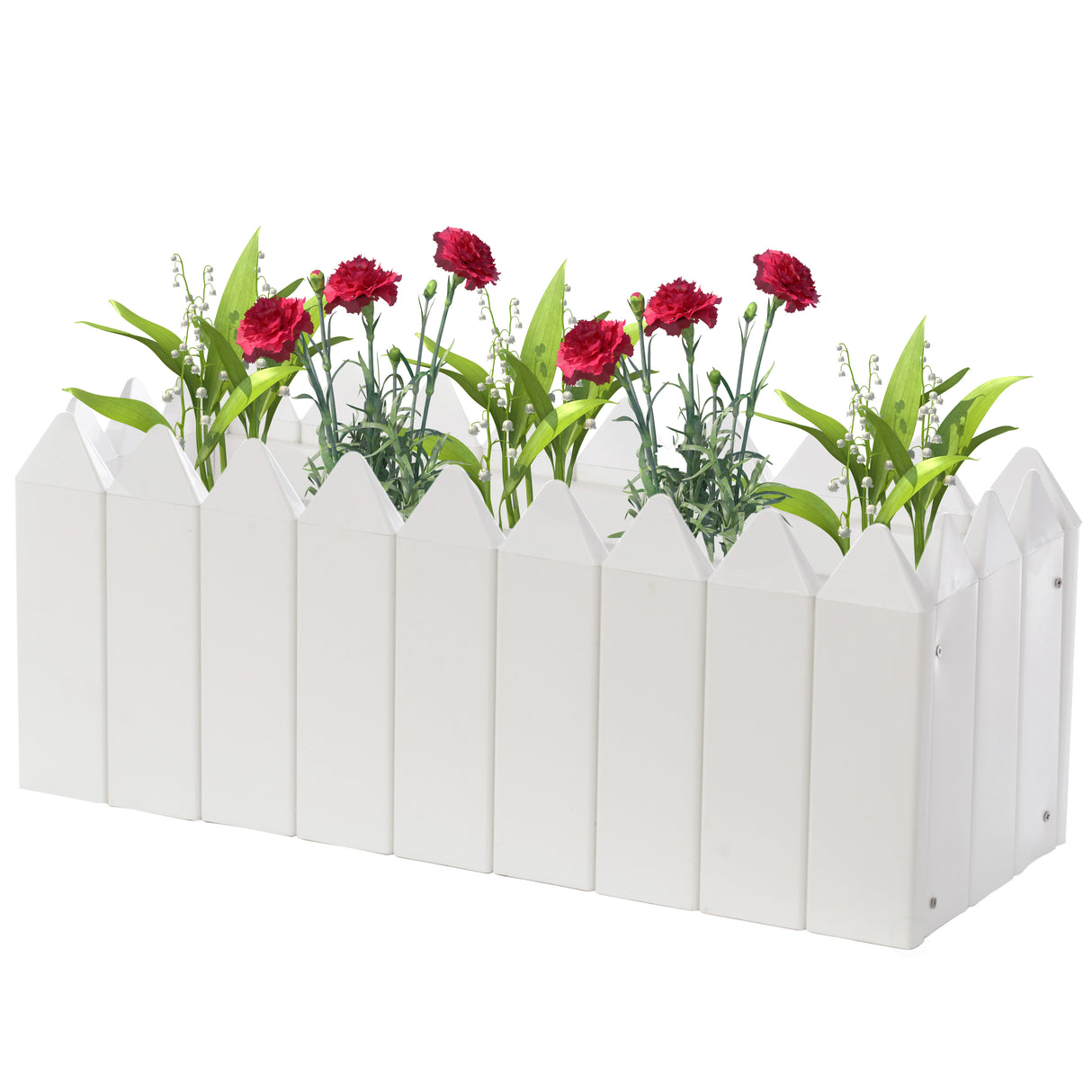 Rectangular Traditional Fence Design Vinyl Planter Box - LEHADAR