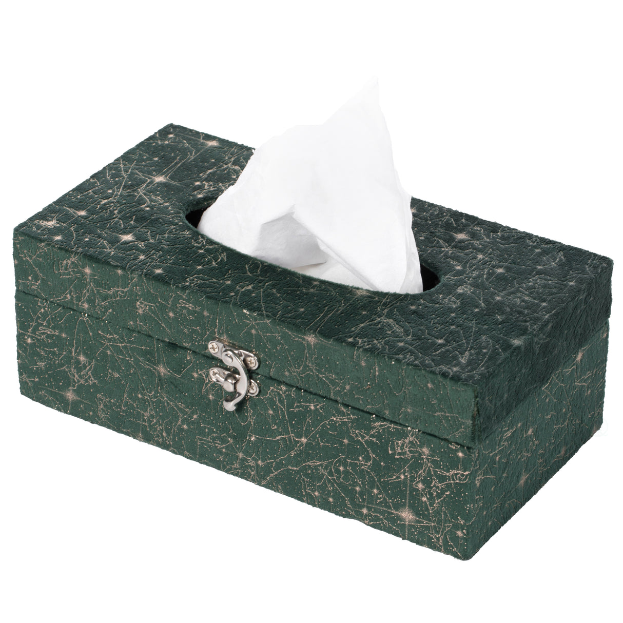 Rectangular Velvet Modern Paper Facial Tissue Box Holder, Green - LEHADAR