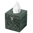 Square Velvet Modern Paper Facial Tissue Box Holder, Green - LEHADAR
