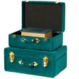 Decorative Tufted Velvet Suitcase Treasure Chest Set of 2, Green - LEHADAR