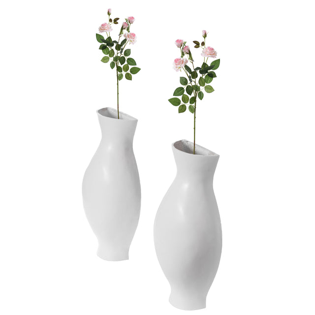 Tall Narrow Vase, Modern Floor Vase, Decorative Gift, Vase for Interior Design, 24.5 Inch Vase for Wedding Dinner Table Party Living Room Office Bedroom - Set of 2 White - LEHADAR