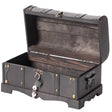 Small Pirate Style Wooden Treasure Chest with Small Vintage Padlock and Key - LEHADAR