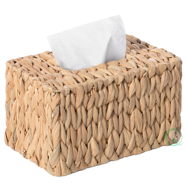 Water Hyacinth Wicker Rectangular Tissue Box Cover - Tall, Size of a Kleenex Tissue Box - LEHADAR