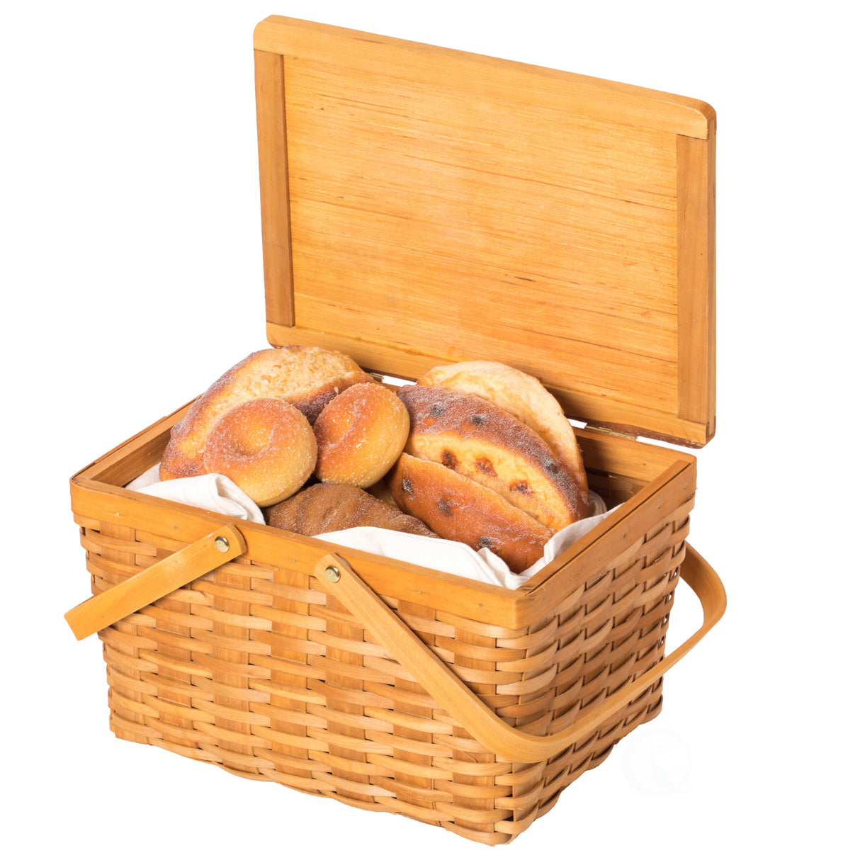Woodchip Picnic Storage Basket with Cover and Movable Handles, Small - LEHADAR