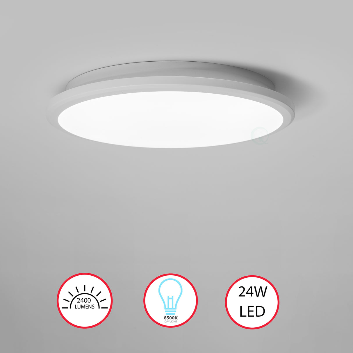 "Modern Round LED Ceiling Light Fixture Flush Mount Lighting, 6500K Daylight White, Energy-Saving with 30,000 Hour Lifetime for Residential and Commercial Space 12"" White" - LEHADAR