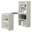 Computer Writing Workstation Table with Combo Bookshelf Bookcase, White Large - LEHADAR