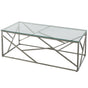 Decorative Rectangular Glass Top Metal Modern Coffee Table, Silver - LEHADAR