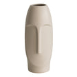9.5" H Decorative Ceramic Abstract Face Modern Statue Sculpture Flower Centerpiece Vase, Bone White - LEHADAR