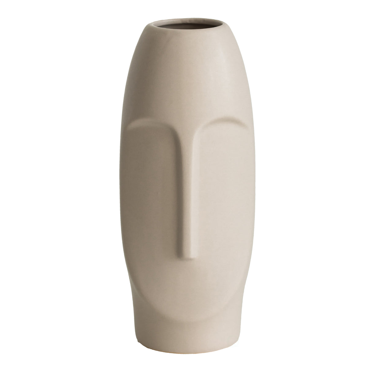 9.5" H Decorative Ceramic Abstract Face Modern Statue Sculpture Flower Centerpiece Vase, Bone White - LEHADAR