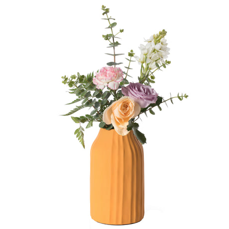 Modern Farmhouse Home Decor Accents; Living Room Decor, Boho Vases for Table Decor, Mantle & Shelf Vases, Cottage Decor, Housewarming Gift, Centerpiece Table Vase, 8" Yellow Mustard - LEHADAR