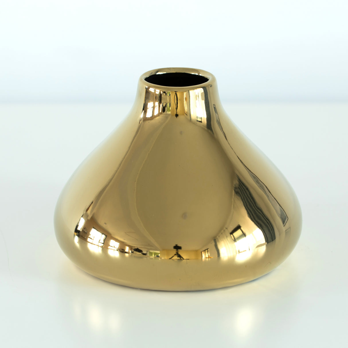 6.5" W x 4.75" H Decorative Ceramic Modern Centerpiece Table Flower Vase, Gold - LEHADAR