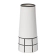 9.5" H Ceramic Modern Painted Grid Tapered Flower Table Vase, Black and White - LEHADAR