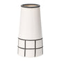 7" H Ceramic Modern Painted Grid Tapered Flower Table Vase, Black and White - LEHADAR