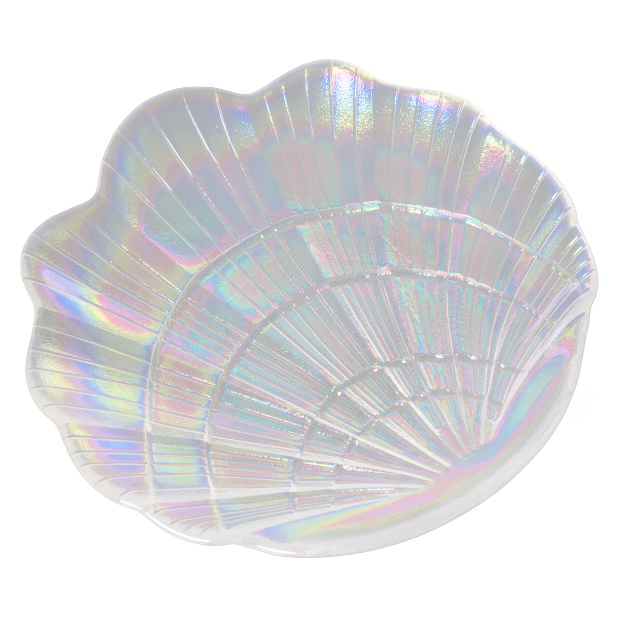 Glass Iridescent Colorful Seashell Trinket Soap Candy Ring Dish Plate - LEHADAR