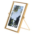 Modern Metal Floating Tabletop Photo Picture Frame with Glass Cover and Easel Stand, Gold 4" x 6" - LEHADAR