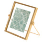Modern Metal Floating Tabletop Square Photo Picture Frame with Glass Cover and Easel Stand, Gold 4" x 4" - LEHADAR