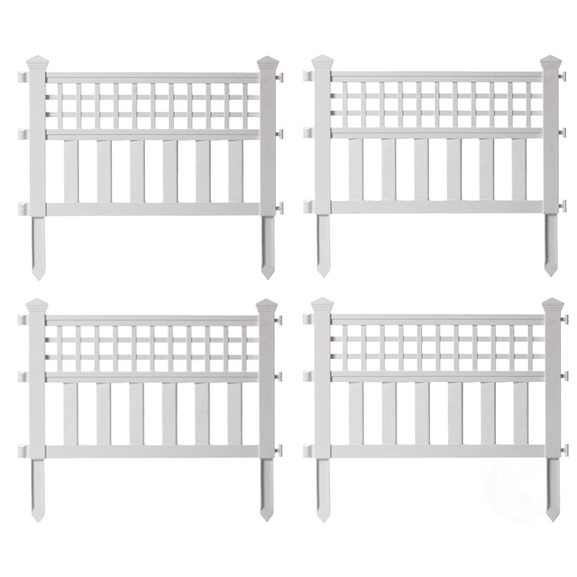 Plastic Outdoor Decor Garden Flower Edger Fence, Border, Set of 4 Panels, White - LEHADAR