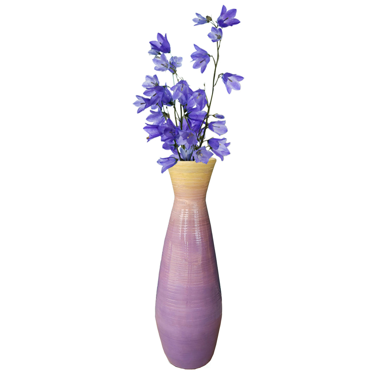 24" Tall Bamboo Floor Vase, Glossy Purple - LEHADAR