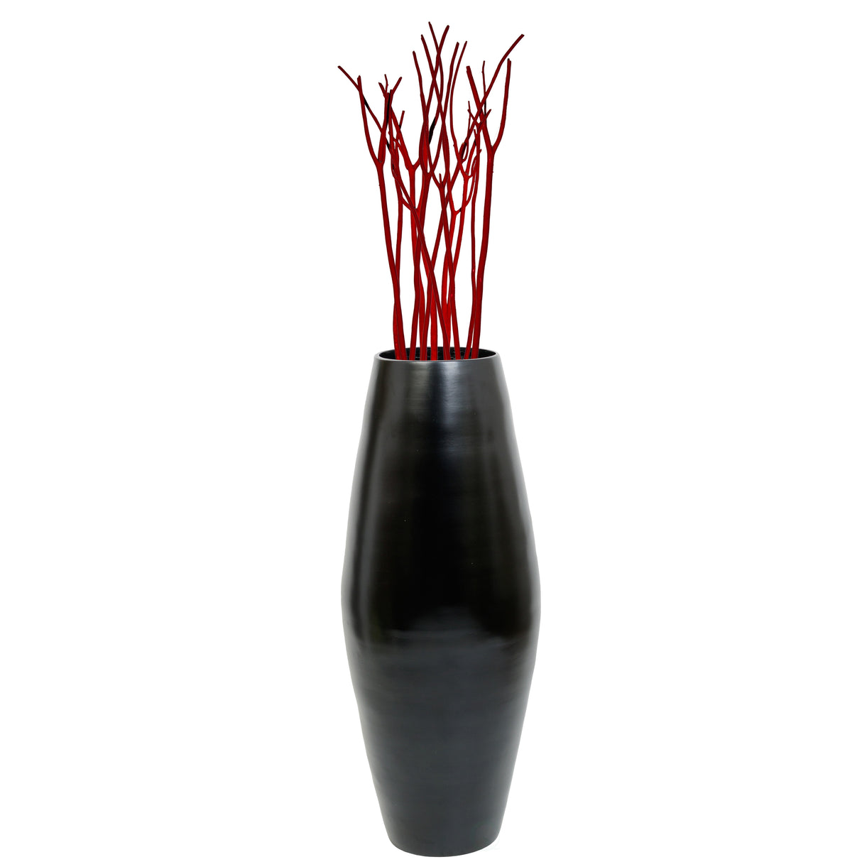 Bamboo Cylinder Floor Vase - Handcrafted Tall Decorative Vase - Ideal for Dining Room, Living Room- 27.5 Inch, Black - LEHADAR