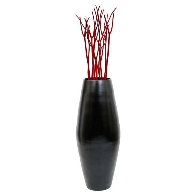 Bamboo Cylinder Floor Vase - Handcrafted Tall Decorative Vase - Ideal for Dining Room, Living Room- 27.5 Inch, Black - LEHADAR