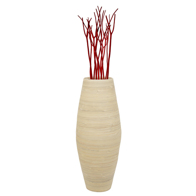Bamboo Cylinder Floor Vase - Handcrafted Tall Decorative Vase - Ideal for Dining Room, Living Room, 27.5 Inch Natural - LEHADAR