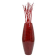 Bamboo Cylinder Floor Vase - Handcrafted Tall Decorative Vase - Ideal for Dining Room, Living Room, 27.5 Inch Red - LEHADAR