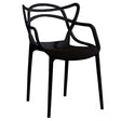 Mid-Century Modern Style Stackable Plastic Molded Arm Chair with Entangled Open Back, Black - LEHADAR