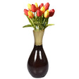 Aluminium-Casted Modern Decorative Flower Table Vase, Two Tone Brown and Gold 6.75 Inch - LEHADAR