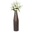 Hammered Metal Decorative Centerpiece Flower Table Vase Two Tone Black and Copper 18 Inch - LEHADAR