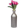 Modern Decorative Iron Hammered Tabletop Centerpiece Flower Vase, Gunmetal Grey 13.5 Inch - LEHADAR
