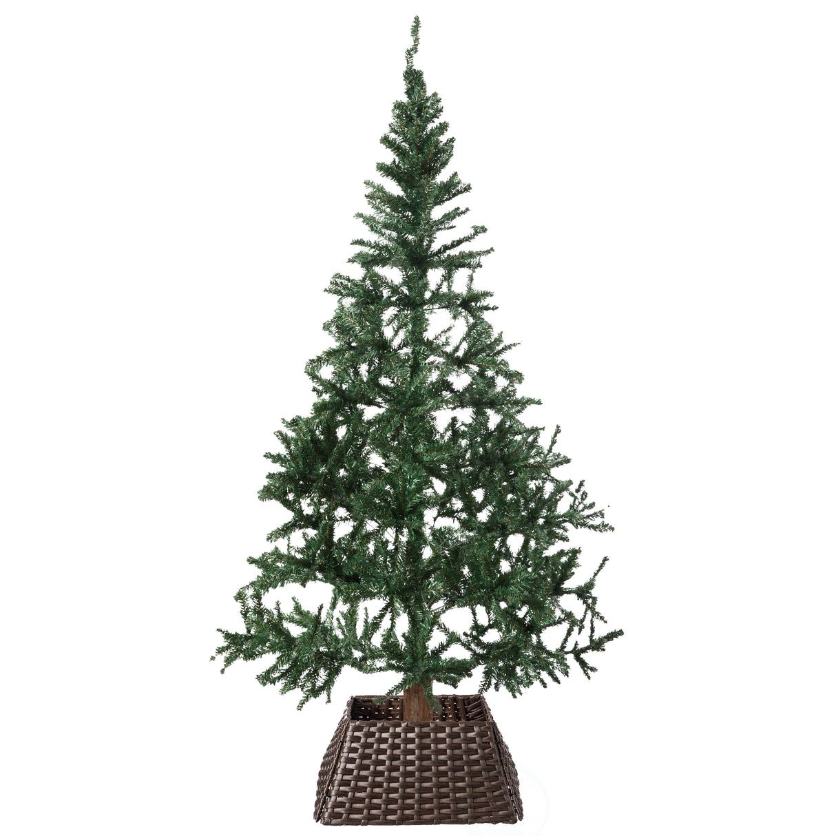 Foldable Christmas Tree Skirt Collar Basket, Ring Base Stand Cover, Rattan Plastic, Brown