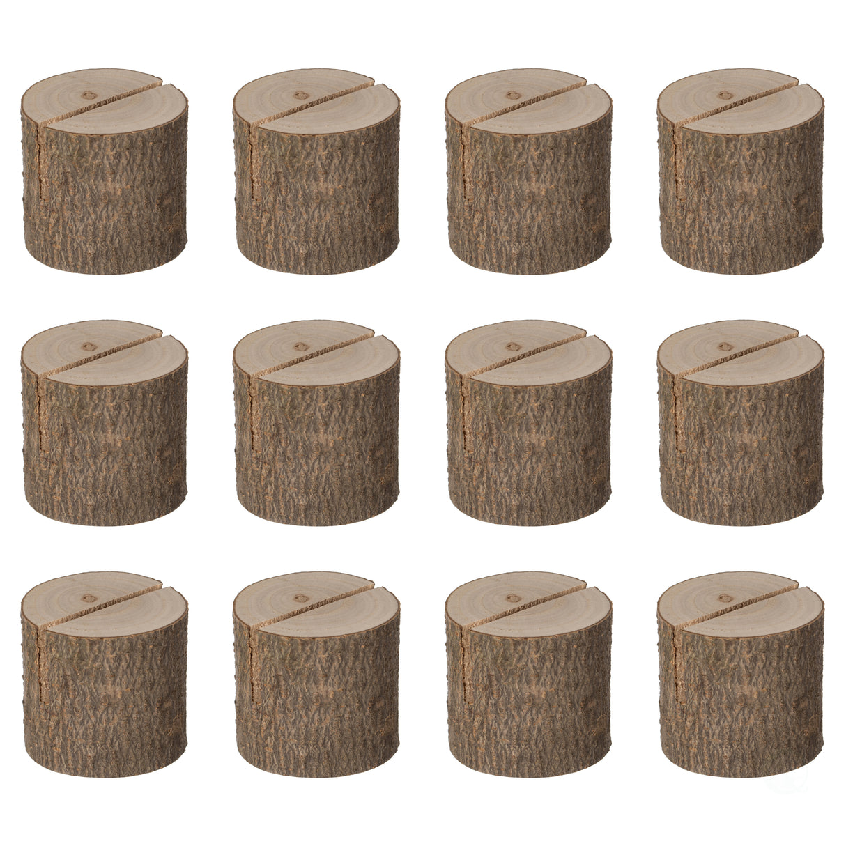 Natural Wooden Rustic Table Wood Place Card Holder, Set of twelve Pieces - LEHADAR