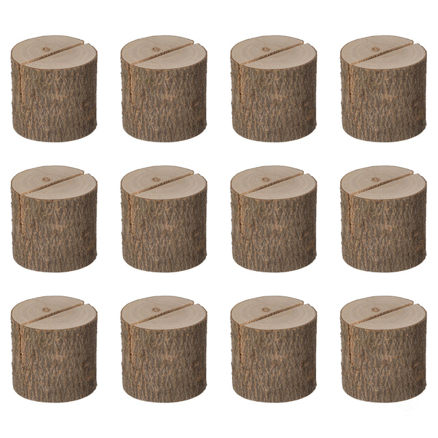 Natural Wooden Rustic Table Wood Place Card Holder, Set of twelve Pieces - LEHADAR