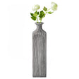 11.5 inch Tall Grey Striped Decorative Square Table Centerpiece Flower Vase Display Modern Home Decor Accent Stylish Elegant Ornamental Accessory Floral Arrangement Holder Living Room Dining Room Kitchen Decoration - LEHADAR