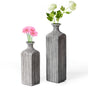 Grey Striped Decorative Square Table Centerpiece Flower Vase Display Modern Home Decor Accent Stylish Elegant Ornamental Accessory Floral Arrangement Holder Living Room Dining Room Kitchen Decoration, Set of 2 - LEHADAR