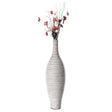 White Floor Vase, Ribbed Design, Modern Elegant Home Decoration, Tall Ceramic Vases, Contemporary Living Room Accent, Trendy Room Enhancement, Versatile Sculptural Look, Sophisticated D̩cor, 24 Inch - LEHADAR