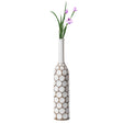 Decorative Contemporary Floor Vase White Carved Divot Bubble Design with Tall Neck, 33.5 Inch - LEHADAR