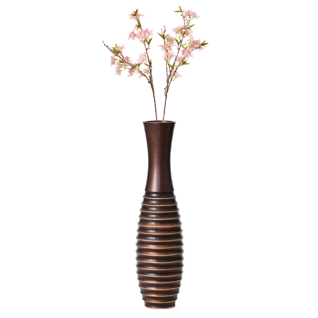 30 inch Elegant Decorative Tall Trumpet Shape Floor Vase in Brown - Modern Home D̩cor Accent, Sleek Tall Floor Vase for Living Room, Entryway, or Dining Room, Perfect for Dried Flowers or Silk Arrangements - LEHADAR