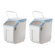 Set of 2 White Plastic Storage Food Holder Containers, with a Measuring Cup and Wheels, Large - LEHADAR